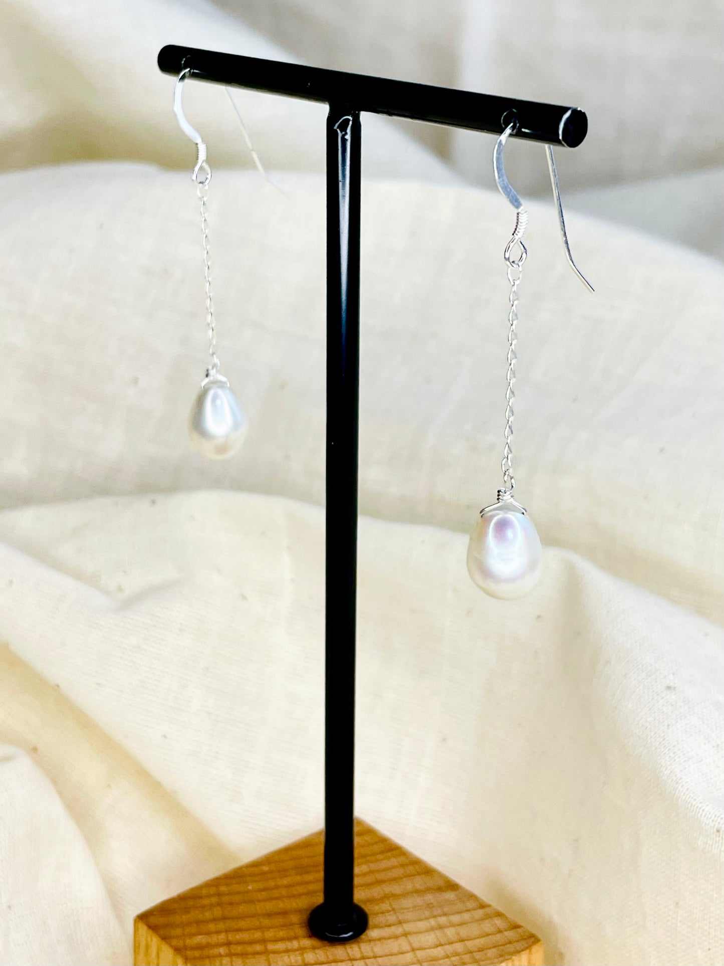 Arete Patente Perla Blanca