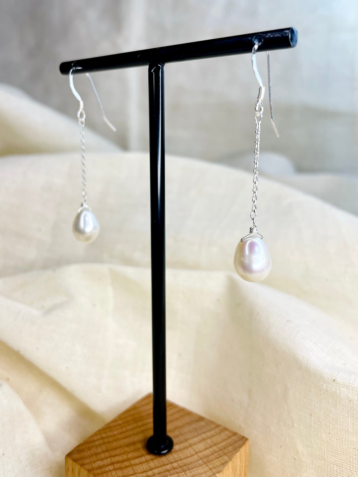 Arete Patente Perla Blanca