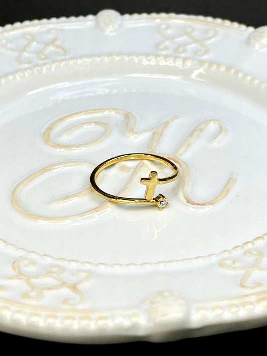 Anillo Cruz Zircon