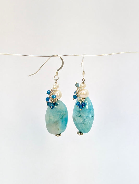 Arete Patente Larimar Perlas