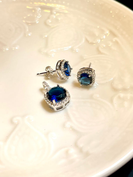 Set Zircones Cuadrado Azul