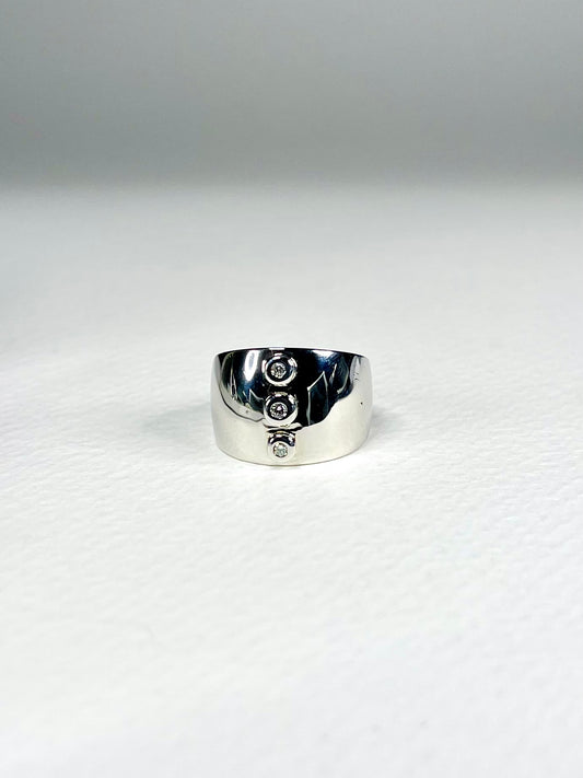 Anillo Plateado Zircones Sobrio