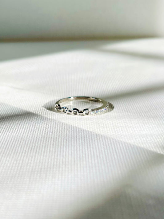 Anillo Zircones Banda Eslabones