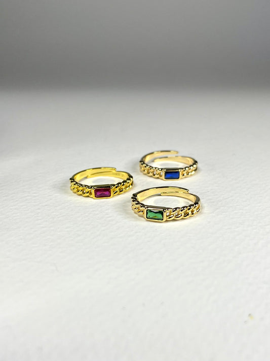 Anillo Zircones Eslabones Cuban
