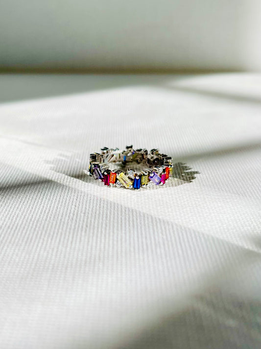 Anillo Zircones Multicolor Banda