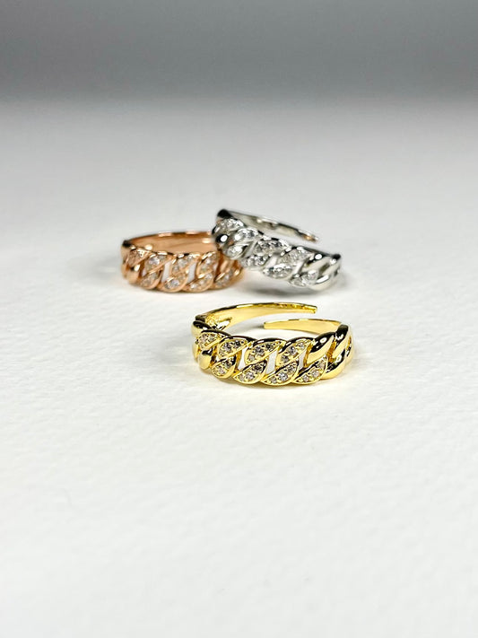 Anillo Zircones Eslabones Cuban