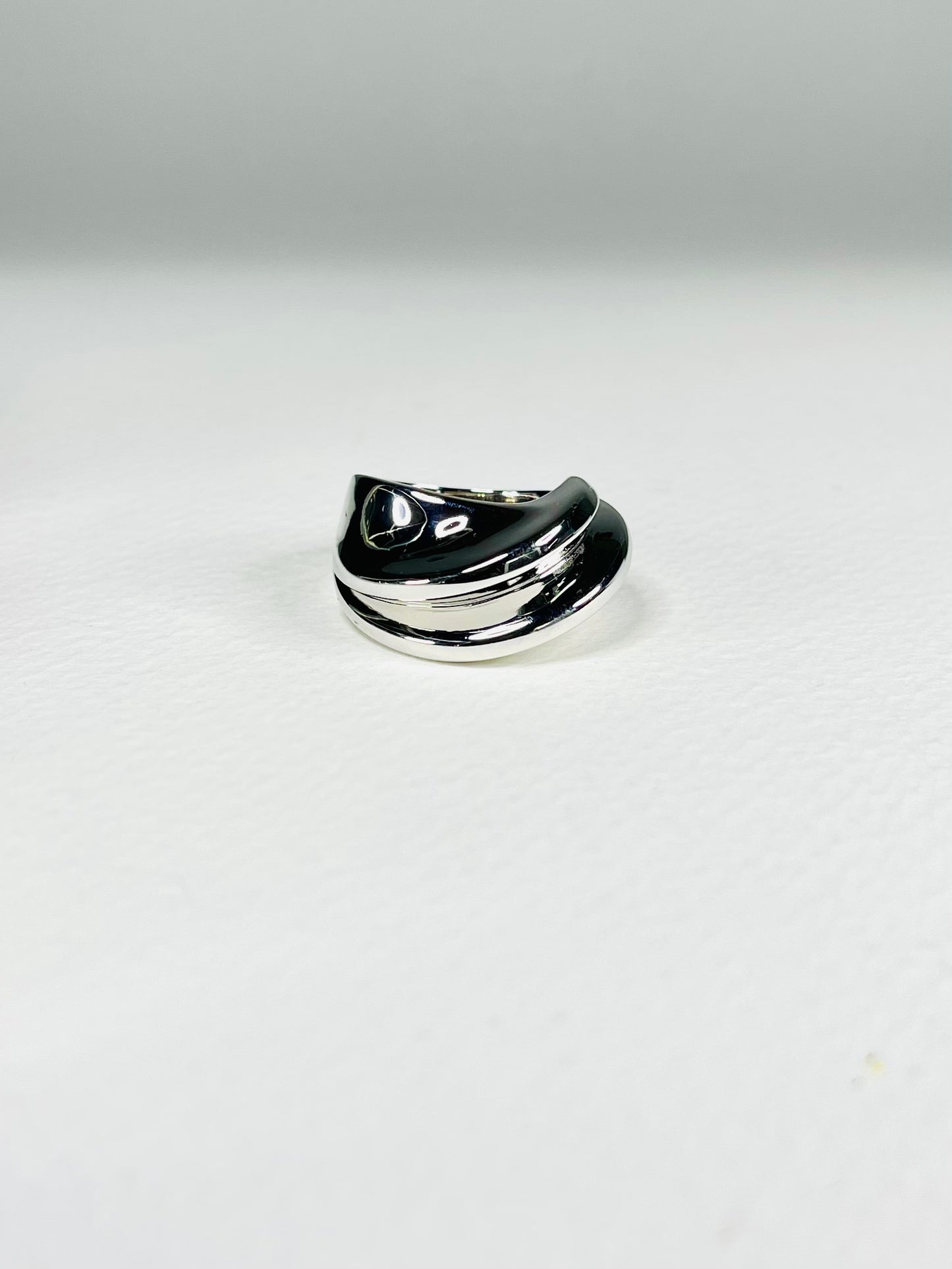 Anillo Plata Banda Franjas