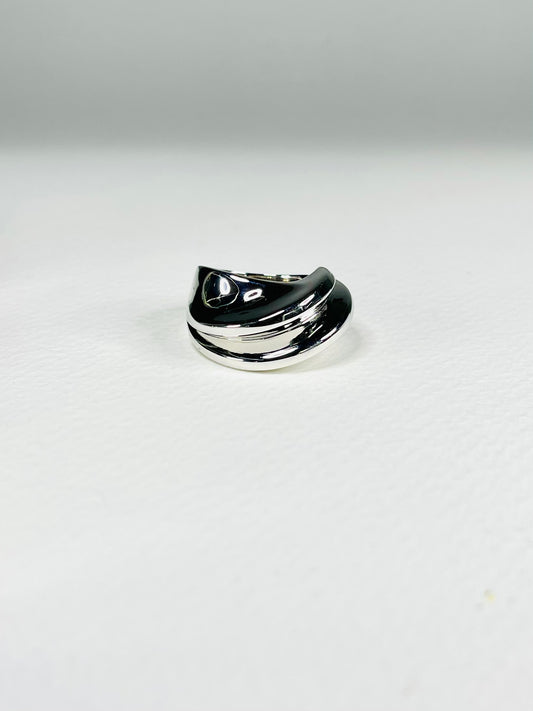 Anillo Plata Banda Franjas
