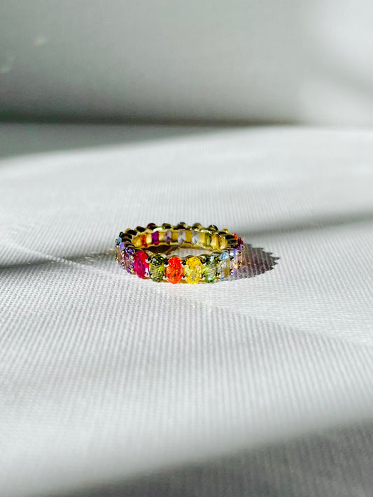 Anillo Zircones Multicolor Banda