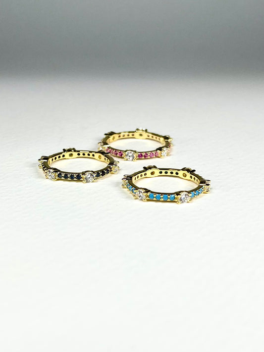 Anillo Zircones Banda Fina