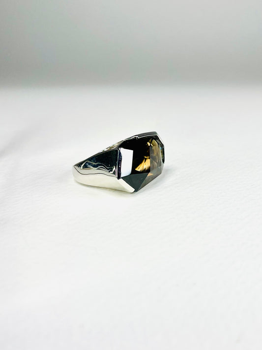 Anillo Cuarzo Ahumado Irregular