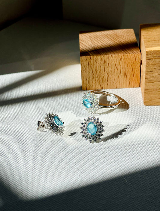 Anillo Zircones Cuadrado
