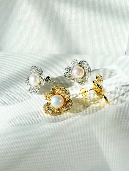 Arete Perla Zirconias Flor