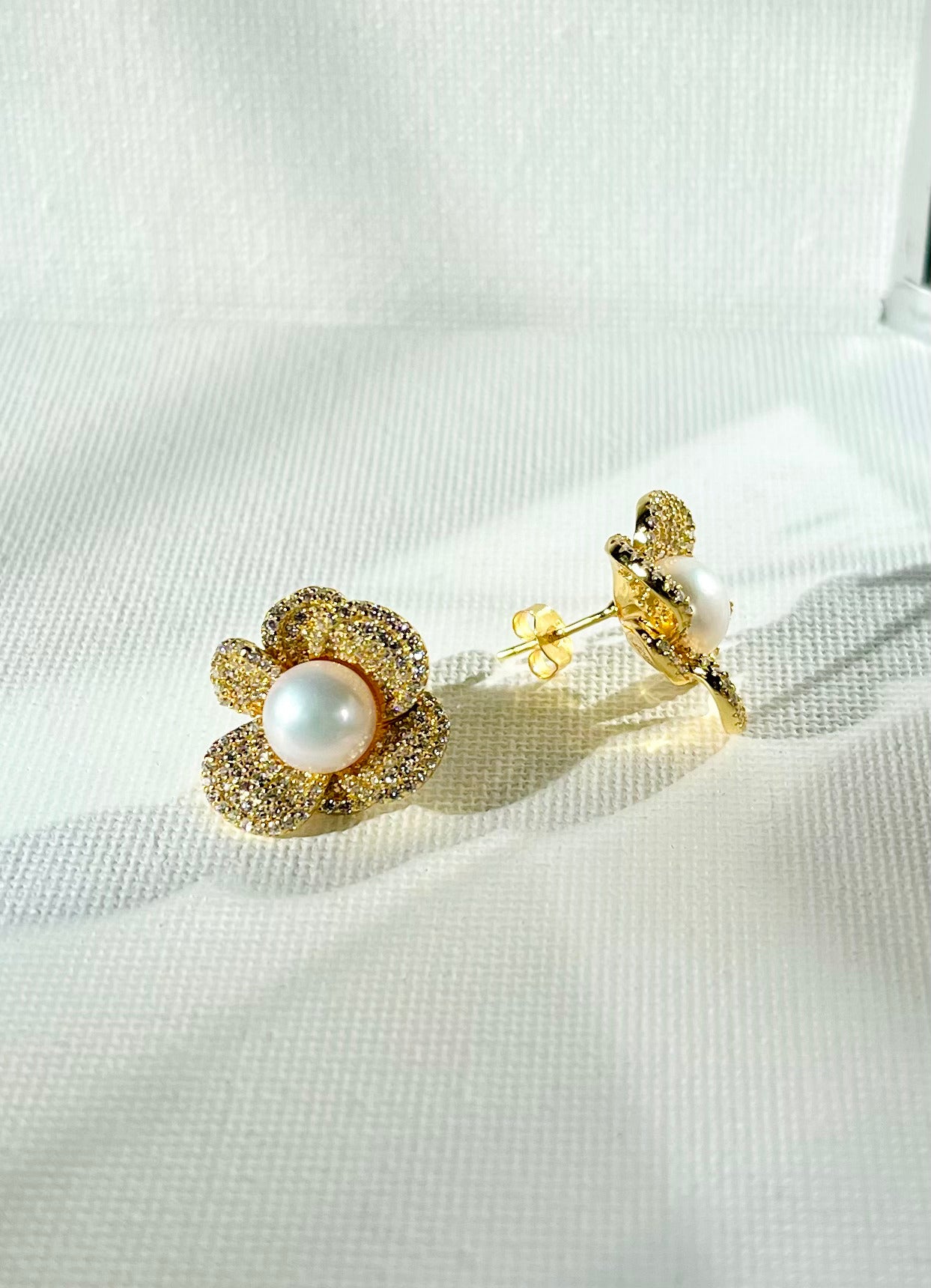 Arete Perla Zirconias Flor