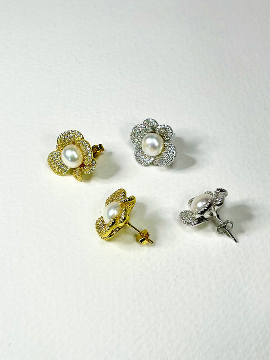 Arete Perla Zirconias Flor