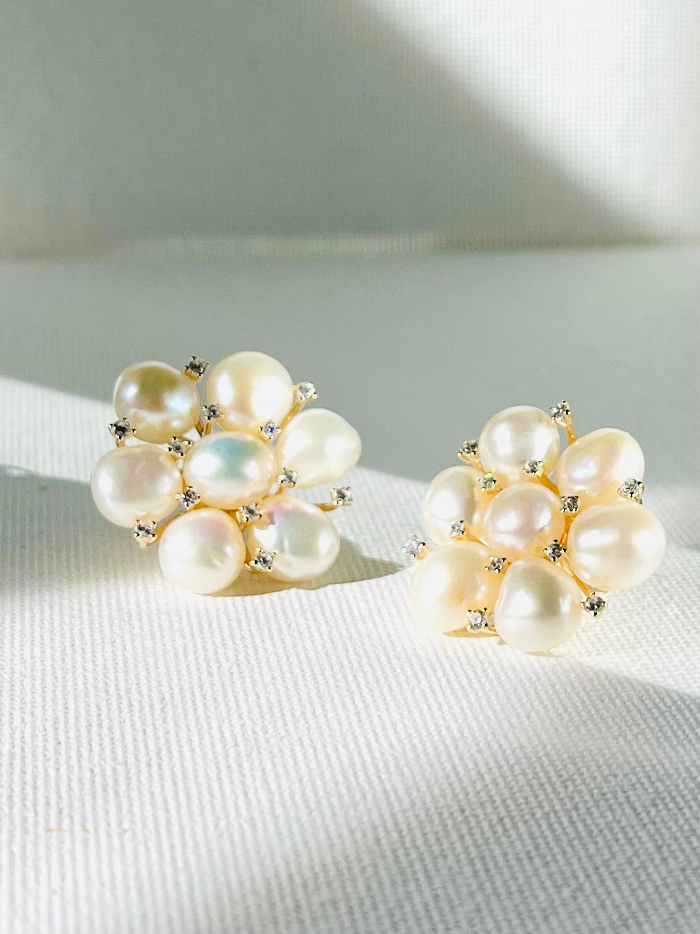 Arete Perla Zircones Flor