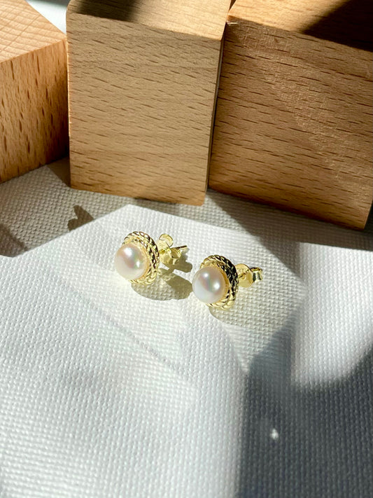 Arete Perla Bisel Cordón  Redondo