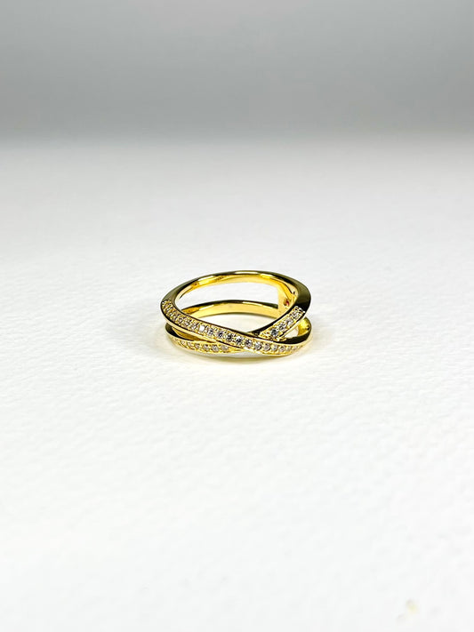 Anillo Zircones Cruzado