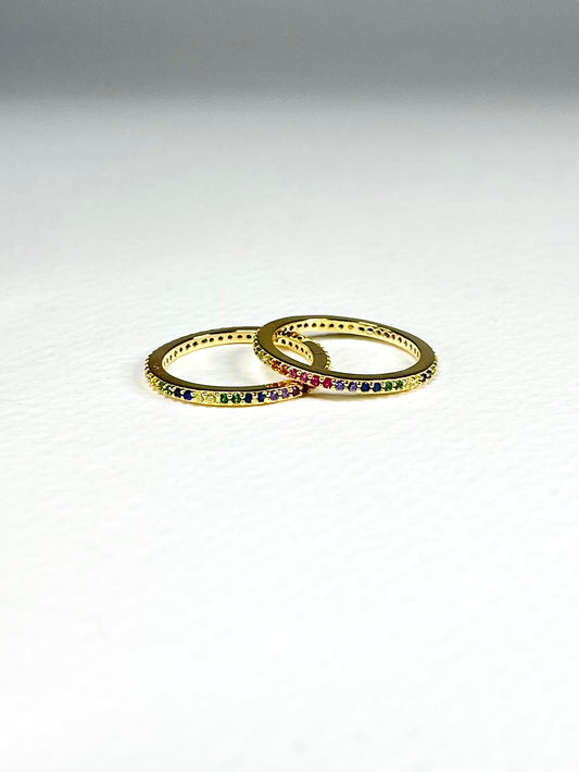 Anillo Zircones Banda Multicolor