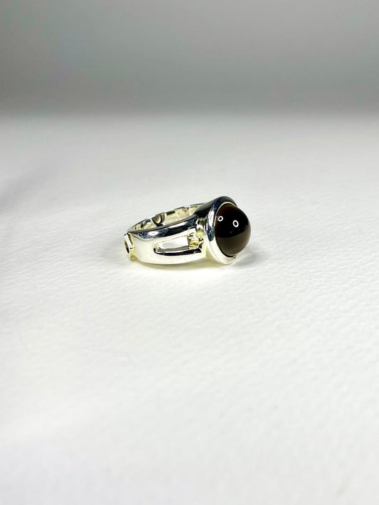 Anillo Cuarzo Ahumado Redondo